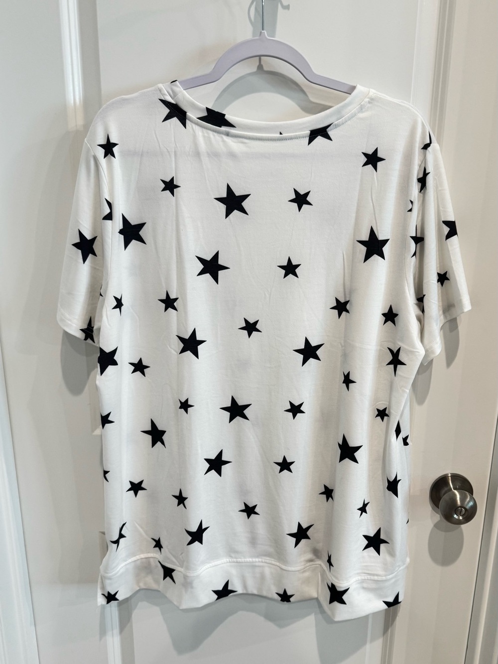 Unbranded Plus Size White Star Print Short Sleeve Top